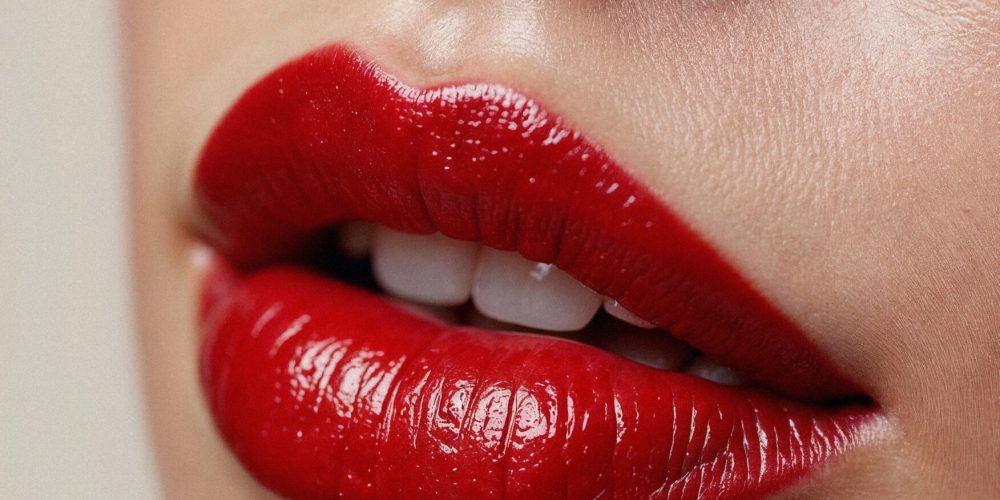 un-primer-plano-de-los-labios-rojos-y-brillantes